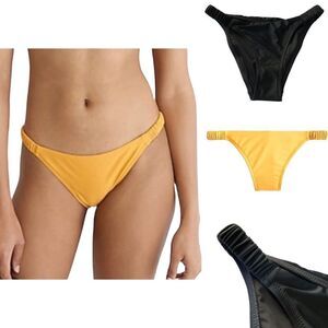 J Crew Black Scrunchie Strap Full Coverage Bikini Bottom Sz XXS NWT